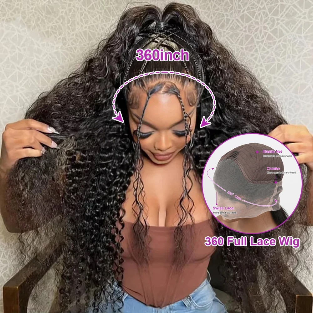 300 Density 360 Full Hd Lace Front Wig for Women PrePlucked 36 Inch Curly Wigs 13X4 Deep Wave Frontal Wig Human Hair Synthetic Wig