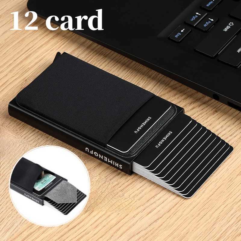 Automatic Flip Card Side Push Card Holder Sleeve Large Capacity 12 Cards Slot Metal Cards Box Men Credit Card Anti-theft Wallets S250716