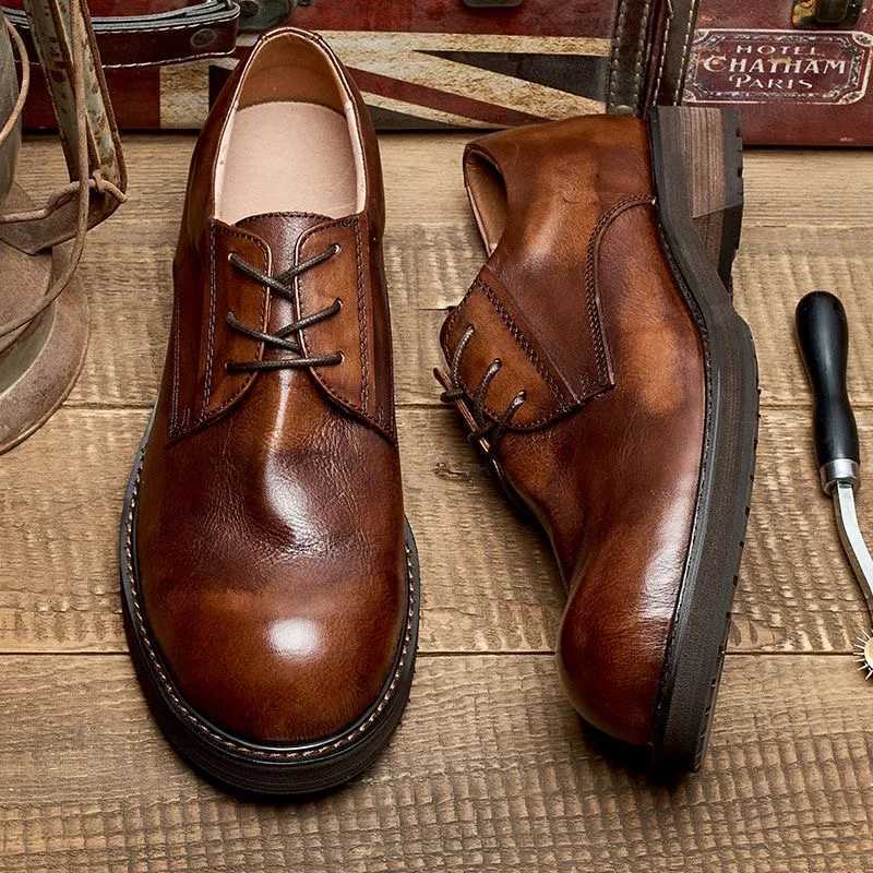 Vintage Mens Genuine Leather Brogues Dress Shoes Luxury Brand Handmade Fashion British Style Autumn Wedding Social Shoes Men W250716