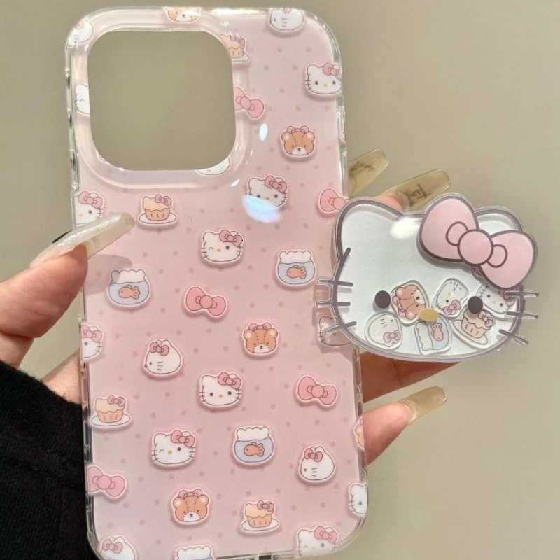 Sanrios Phone Accessories Anime Christmas Hello Kitty Paste Mobile Phone Holder Cartoon Portable Scalable Fashion Phone Giftw250716