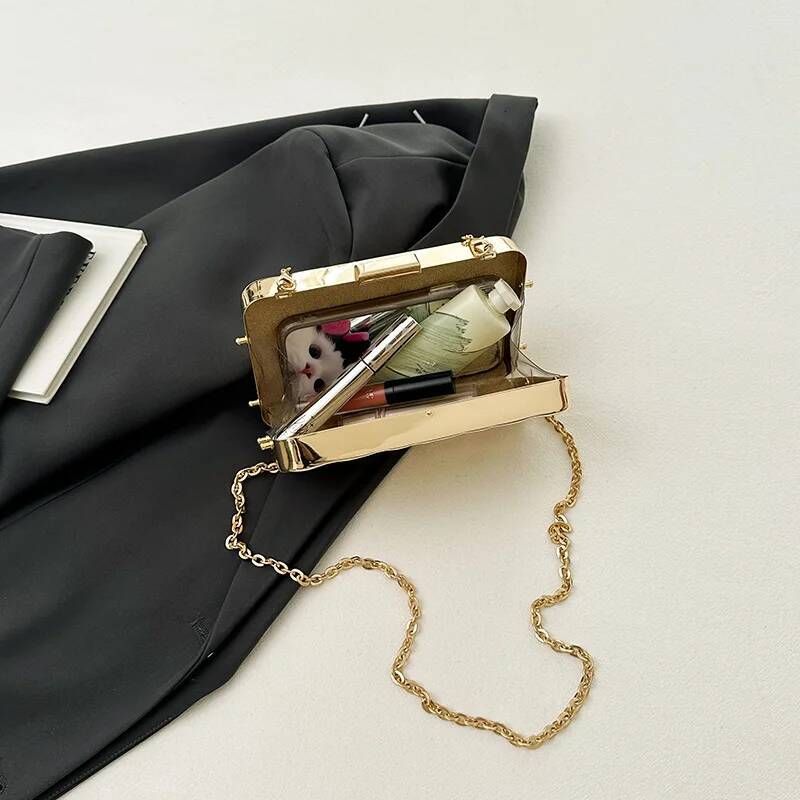 MOODS Golden Evening Bags For Women Wedding Dinner Party Chain Shoulder Cross Body Bag 2024 Designer Purses And Handbags