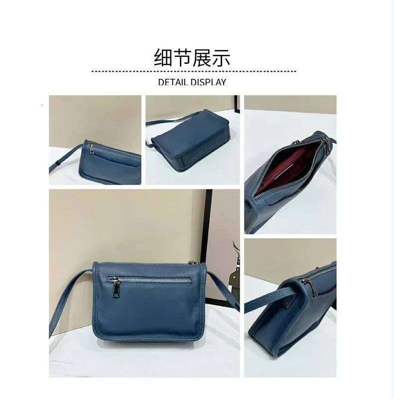 Women's Full-Grain Leather Crossbody Handbag - Lightweight Small Square Phone Bag City Strolling Stylish Everyday Purse