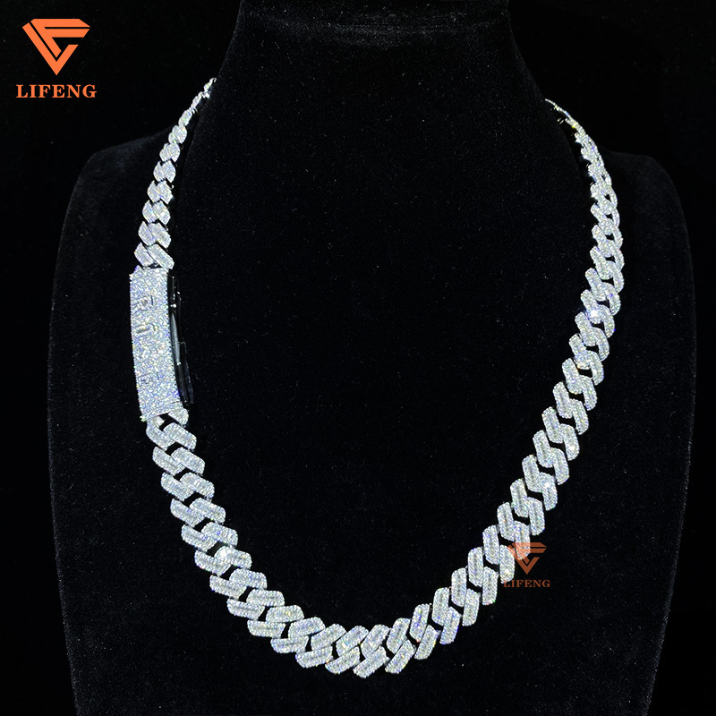 Hot Sale Hip-Hop Style Moissanite Diamond Baguette Shape Cuban Chain Fashionable Jewelry Charm for Men