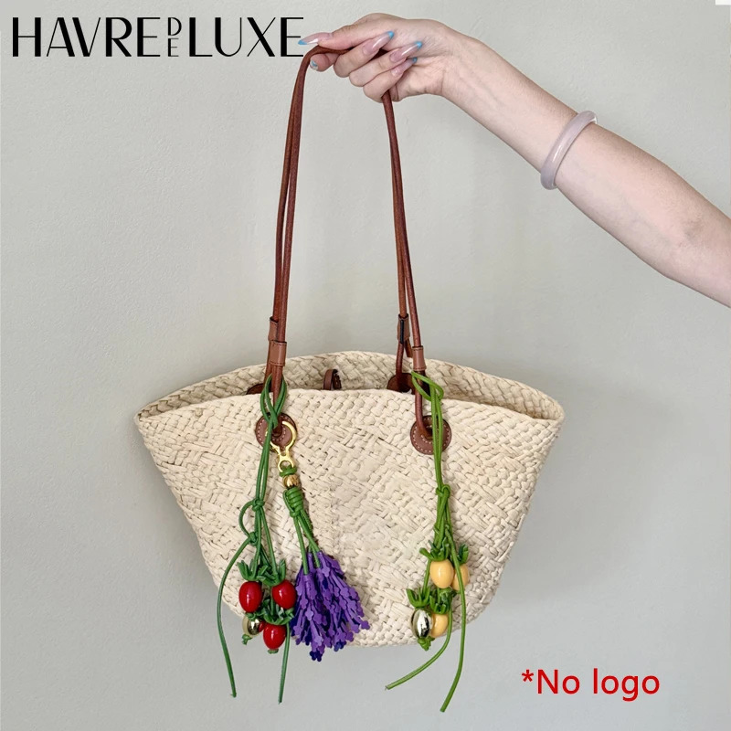 Lavender leather bag charm purple flower keychain bag pendant decoration high girl gift bag accessories 250715