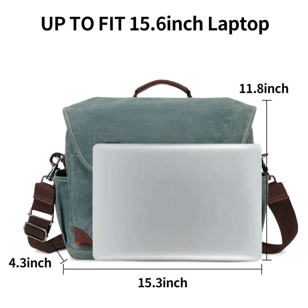 Men's Messenger Bag, 17 Inch Laptop Backpack Vintage Leather Slung Bag