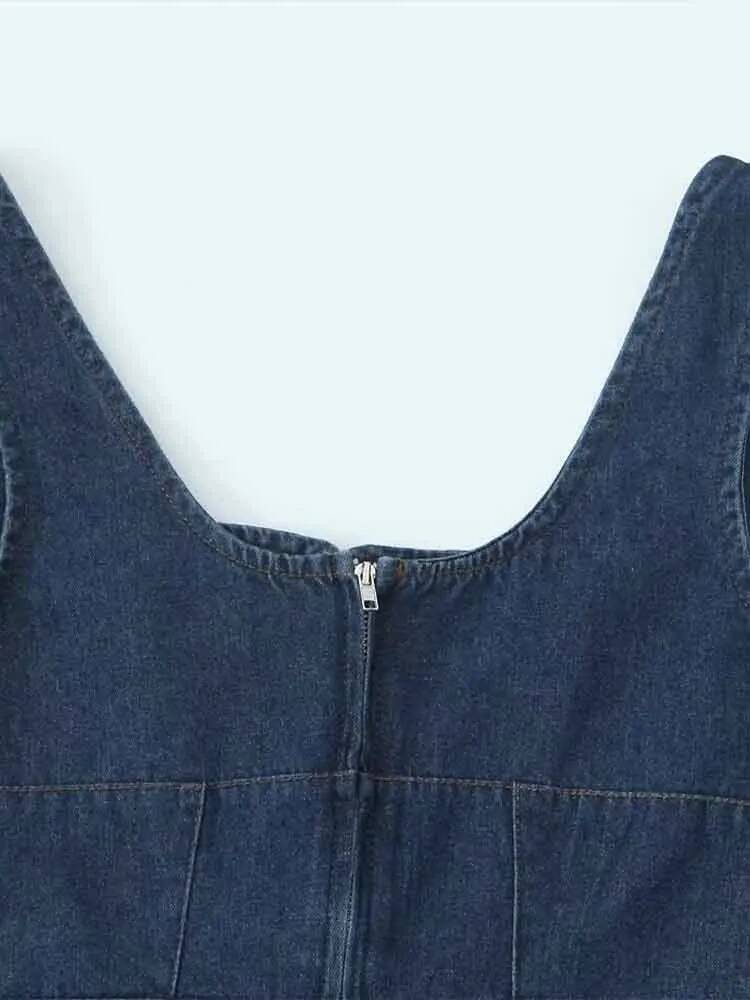 European And American Style Women's Clothing New Fashion All-Match Solid Color Strap Washed Sleeveless Denim Vest