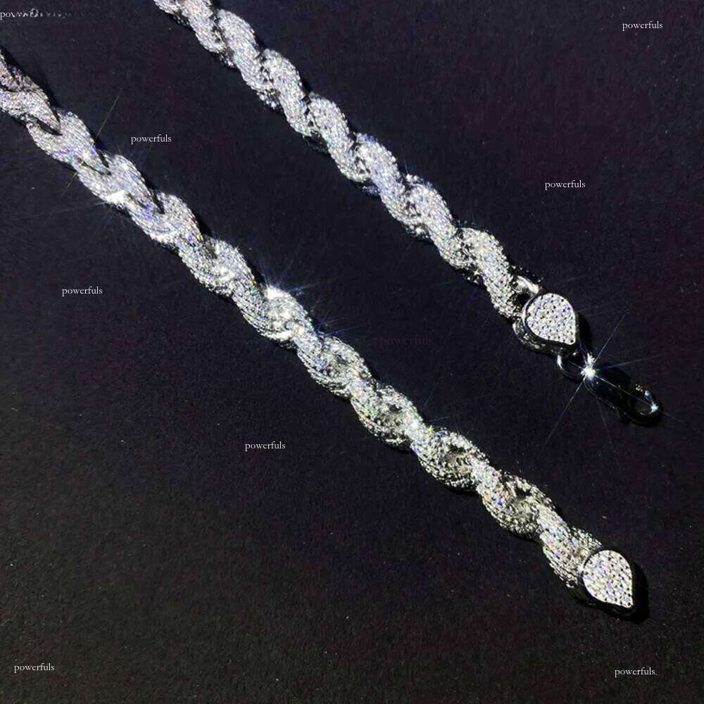 New Arrival Fashion Jewelry Popular White Gold Plated S Iced Out 8mm Vvs Moissanite Hip Hop Rope Chain Necklace for Men