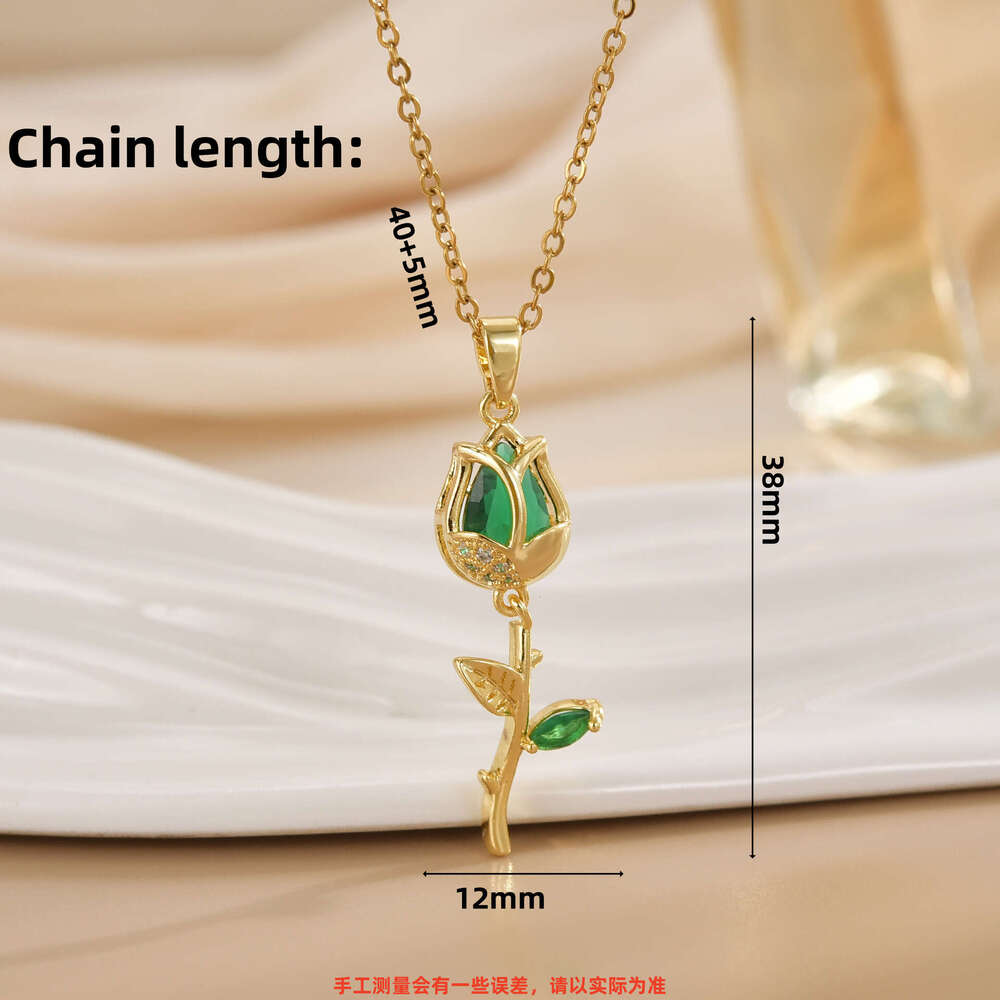 Summer Fresh Romantic Rose Flower Elegant Light Gorgeous Accessory High-End Versatile Non-Fading Necklace B77