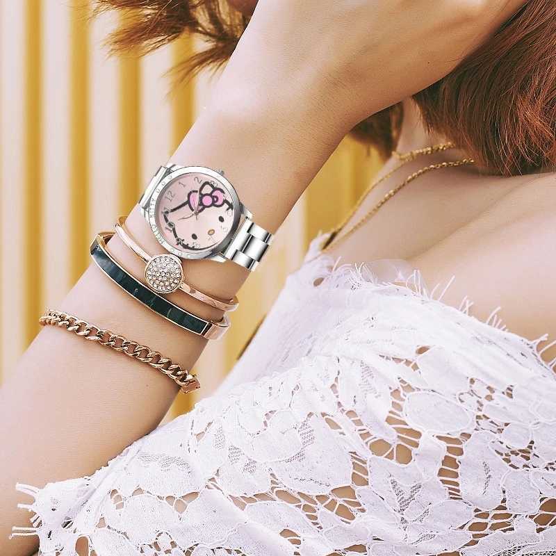 Sanrio Delicate Cartoon Women Quartz Watch Cute Patterns Metal Band Girls Kids Watch Fashion Simple Ladies Wristwatches Clock Giftw250716