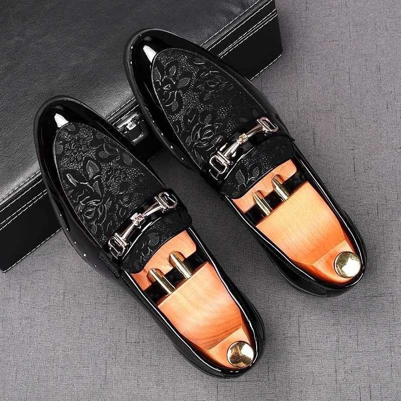 Black Carved Luxury Men Pu Leather Shoes Fashion Male Metal Buckle Bow Knot Decor Increased Loafers Business Casual Shoes W250716