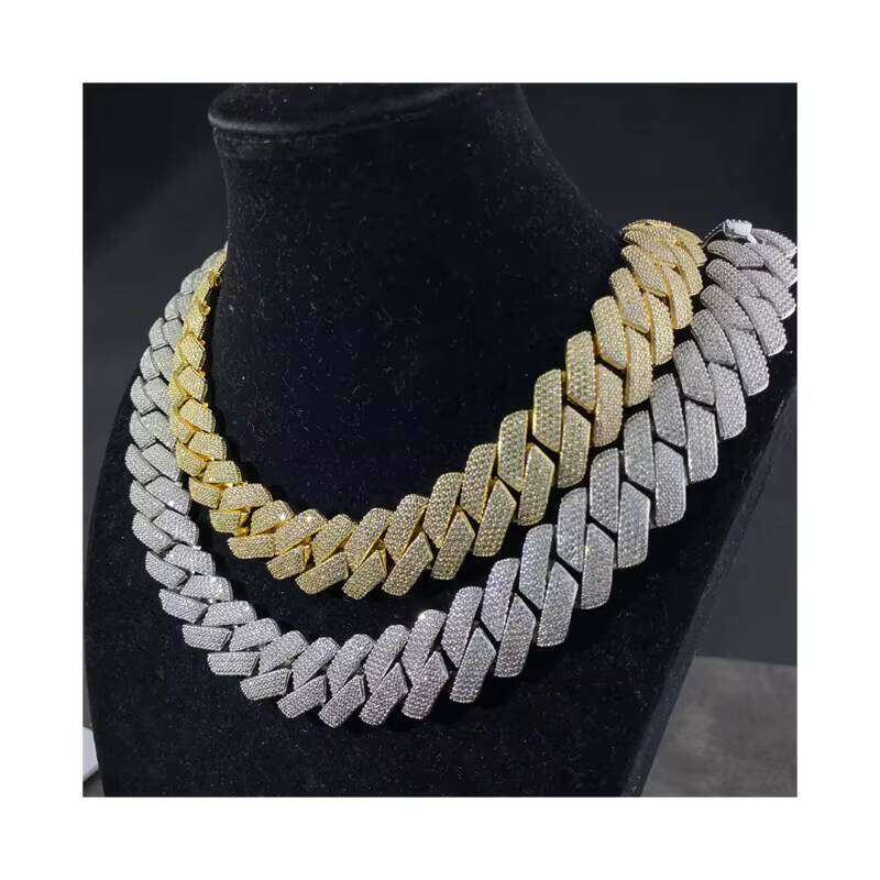 Pass 100% diamond Designer necklacetestIced Out 4 Row 16mm VVS Silicon Stone Miami Cuban Chain Link Pass Tester GRA Hip Hop Sterling Sier Bracelet