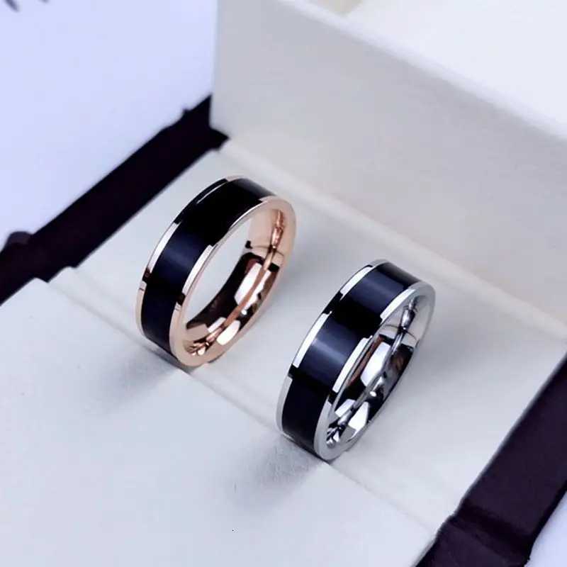 Titanium Steel Ring for Woman Man Custom Engrave Name Wedding Jewelry White And Black Porcelain Ring Wedding Couple Jewerly S250716