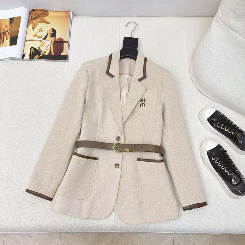 New Product Designer Autumn Latest Fashionable Trendy Casual High End Exquisite Color Contrasting Edge Wrapped Old Forward Handsome Women's Suit S-L