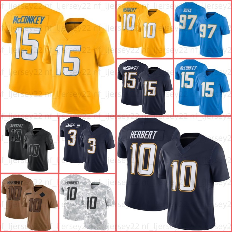 10 Justin Herbert Ladd McConkey Quentin Johnston Football Jersey Omarion Hampton Derwin James Jr. Najee Harris LaDainian Tomlinson Austin Ekeler Khalil Williams