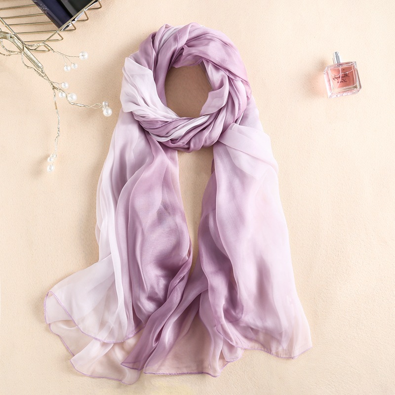 K1372 Silk long scarf, enlarged gradient chiffon sun-proof shawl