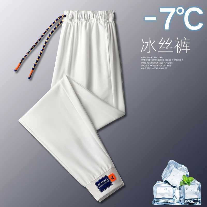2025 Mens Sweatpants Ice Silk Summer Stretch Jogger Pants Straight Cool Sports Training Trousers Large Size y250716