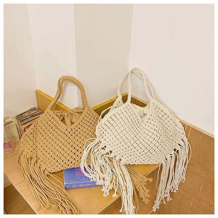 Straw Weave Tassel Tote Summer Beach Bags for Women Large Capacity Fashion Shoulder Bag Lady Handbags and Purses