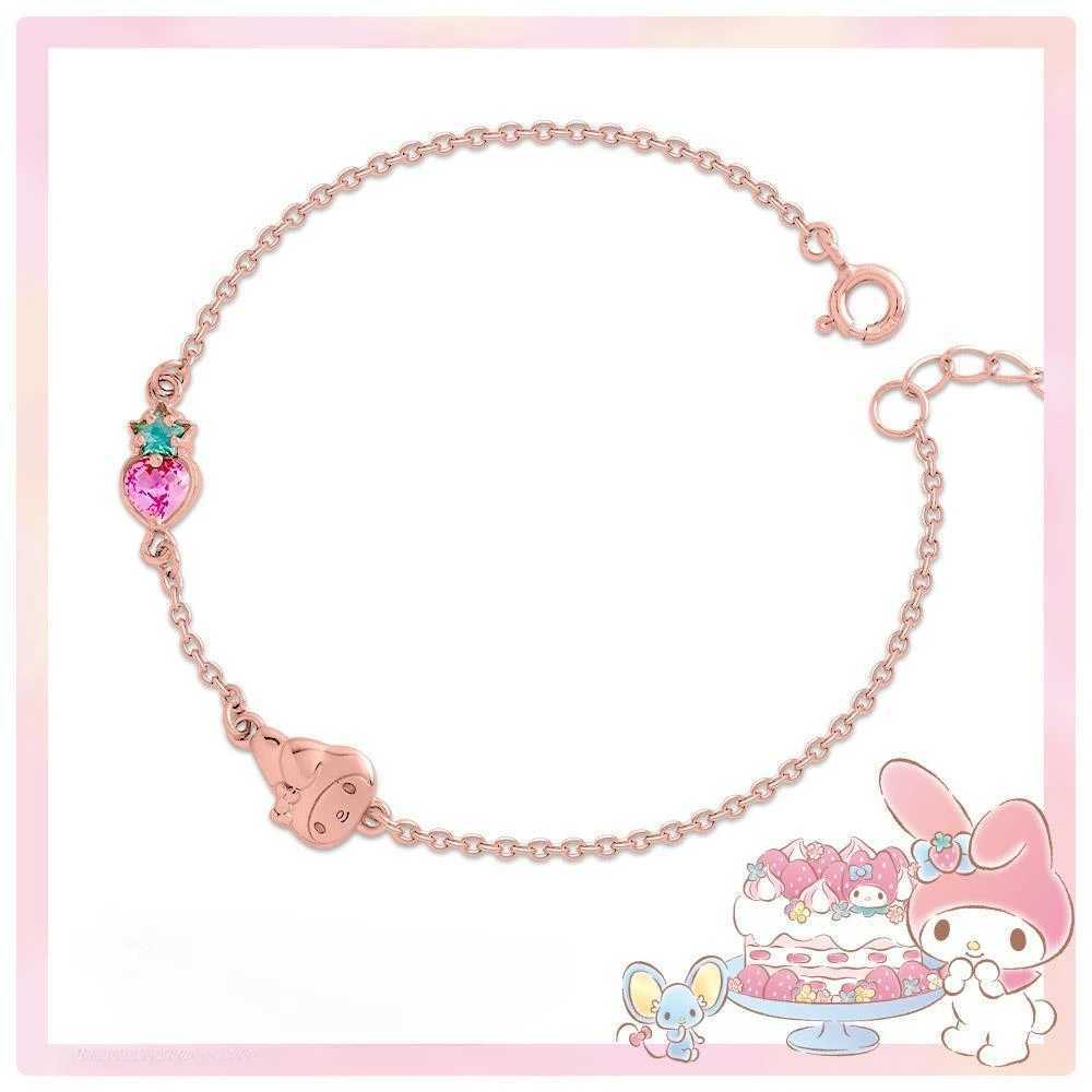 Sanrio Kawaii Hello Kitty Rose Diamond Necklace Cartoon My Melody Diamond Ring Bracelet Couple Jewelry Girl Holiday Gifts w250716