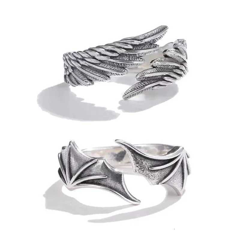 1 Pc/Pair New Vintage Angel Demon Wings Hip Hop Adjustable Couples Rings for Men Women Silver Color Retro Punk Style Jewelry S250716