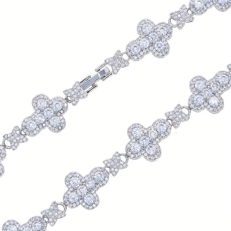 Hot Sale 10mm Cross Star Necklace Men Women Hip Hop Jewelry Gold Plated Cubic Zirconia CZ Diamond Cuban Link Out Tennis Chain