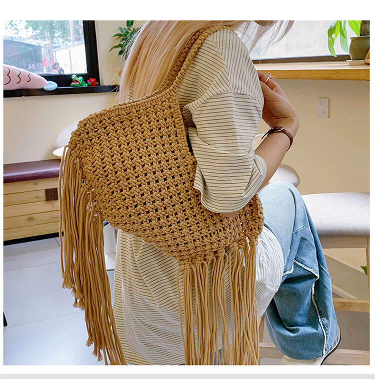 Straw Weave Tassel Tote Summer Beach Bags for Women Large Capacity Fashion Shoulder Bag Lady Handbags and Purses