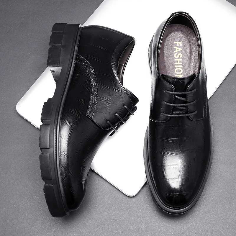 8/10CM Heighten Men Platform High Heel Shoes Black Dress Shoes for Men Formal Office Leather Shoes Elegant Business Elevator Shoes W250716