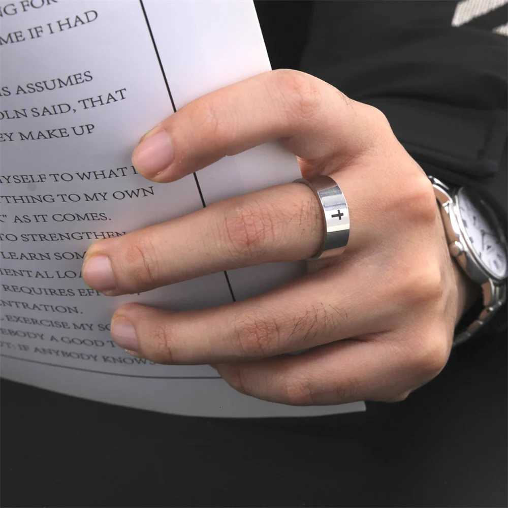 EUEAVAN Hip Hop Cross Couple Rings Women Men Stainless Steel 6mm/8mm Religious Christian Finger Ring Punk Party Jewelry Gifts S250716