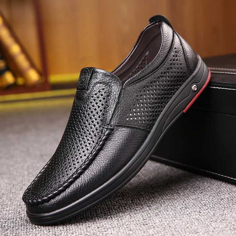 Big Size Cow Leather Shoes for Men Spring Autumn Winter New Designer Fashion Casual Loafers Male Solid Color Hollow Shoes Man W250716