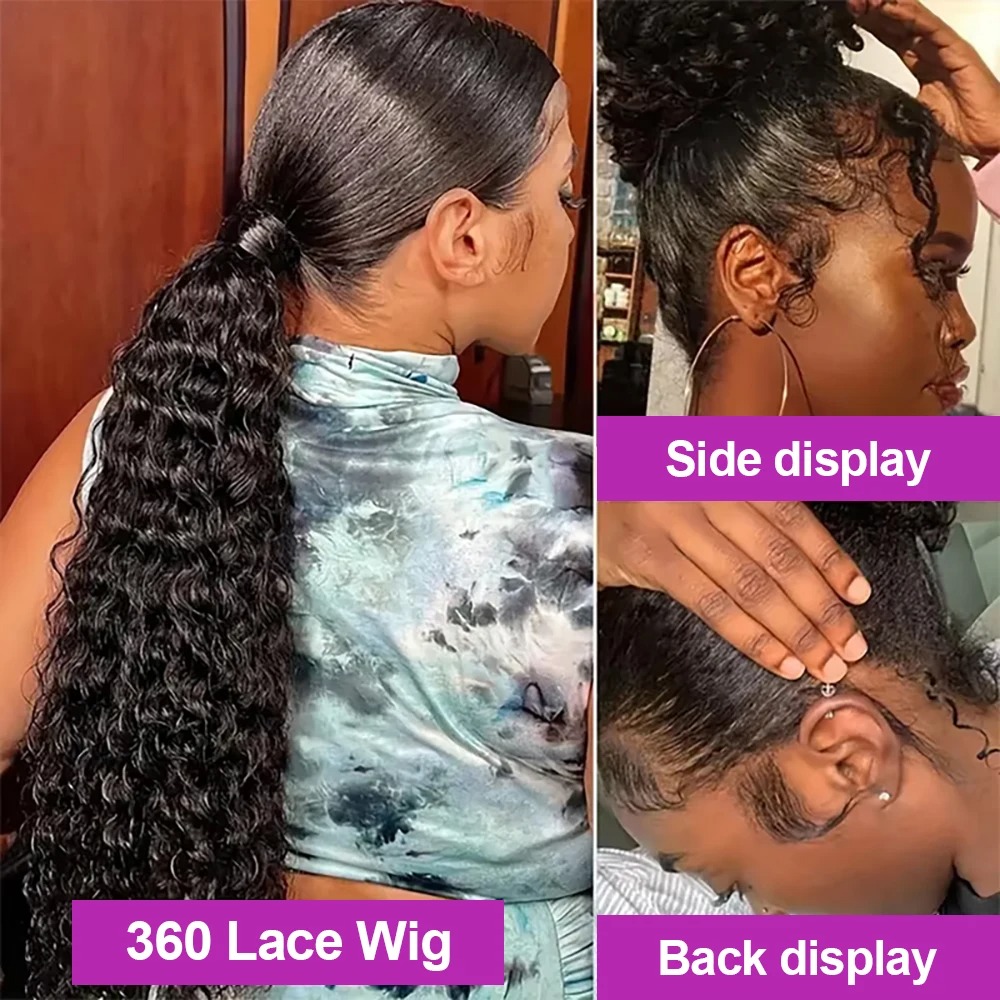 300 Density 360 Full Hd Lace Front Wig for Women PrePlucked 36 Inch Curly Wigs 13X4 Deep Wave Frontal Wig Human Hair Synthetic Wig