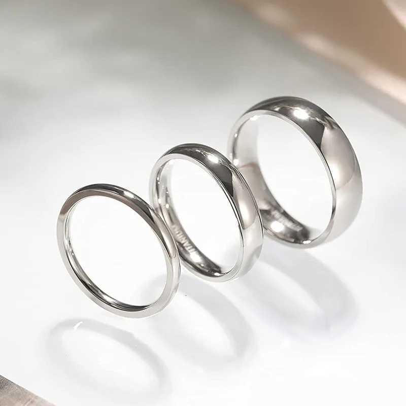 Somen 2mm/4mm/6mm Polished Silver Color Titanium Ring Women Smooth Wedding Band Minimalism Simple Stack Rings Female Jewelry S250716
