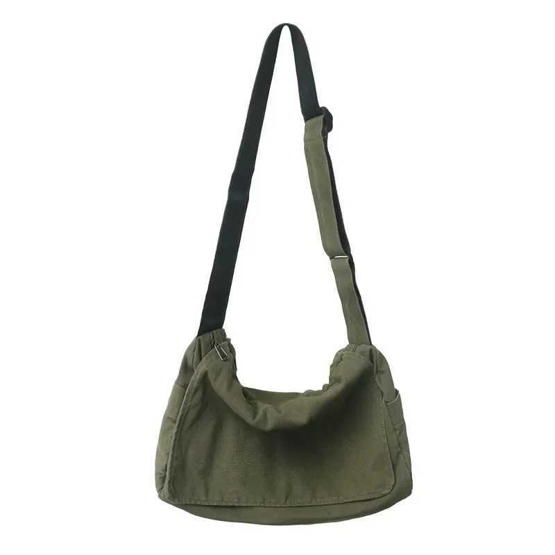Female Canvas Fabric Hobo Soft Slouchy Shoulder Bag sac Student Leisure Medium Size School Book Laptop Pouch Messenger Side Bag