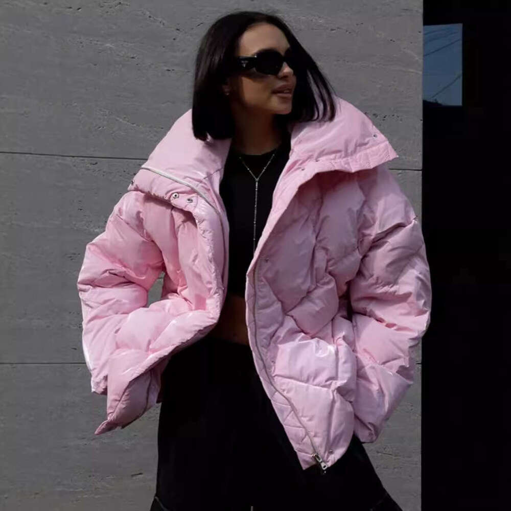 Autumn Winter New Loose Cotton With Matte And Glossy Turn-Down Collar Casual Jacket B5