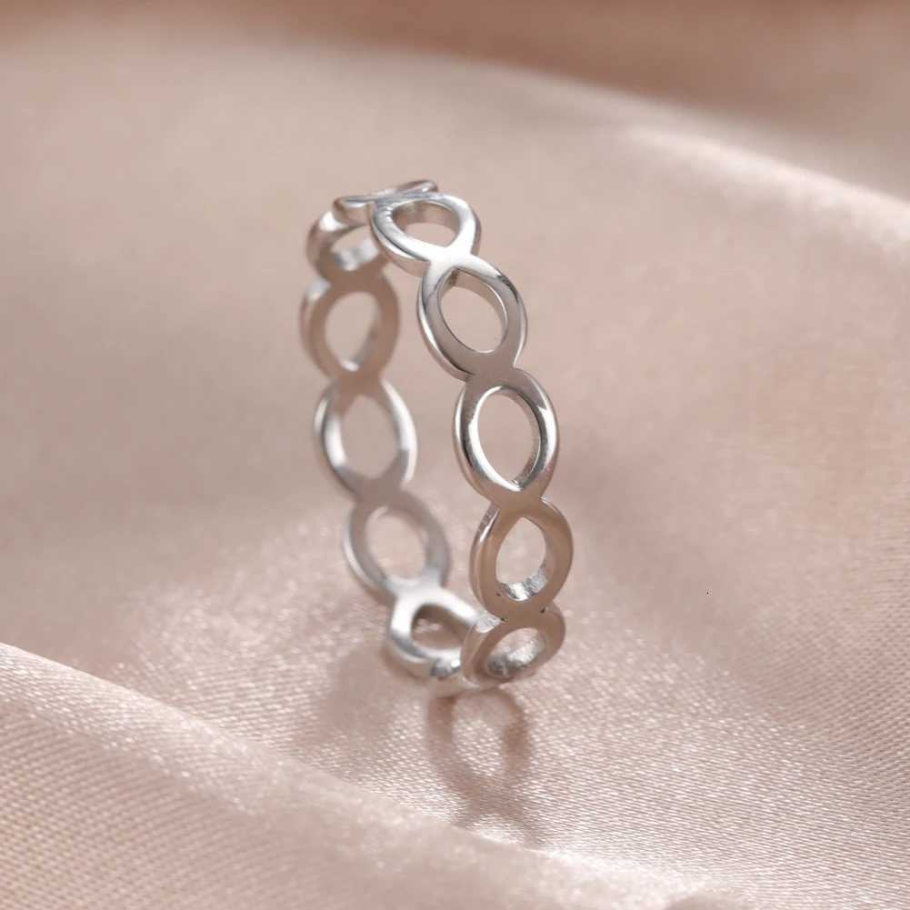 Skyrim Gold Color Hollow Infinity Rings for Women Stainless Steel Engagement Minimalist Geometric Rings Couple Jewelry Wholesale S250716