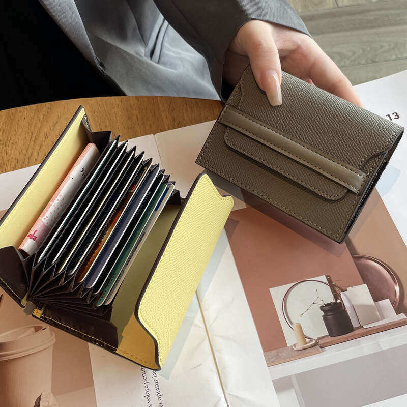 Anti-Magnetic for Women, Genuine Leather, Large Capacity, Multiple Slots, New Niche Design, Simple Fashion, Compact Mini Card Holder