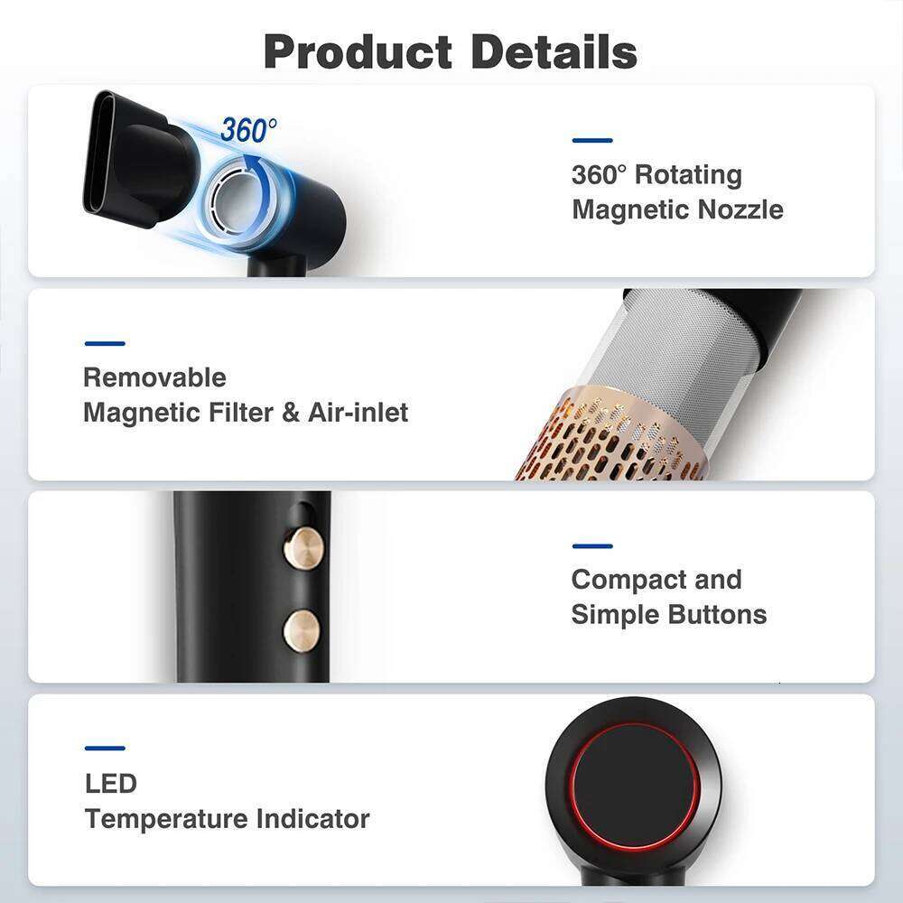 Doxivo Highspeed Hair Dryer 110000 RPM With Diffuser 1500W Professional Negative Ion Ultra Silent Temperature Control Home Salon