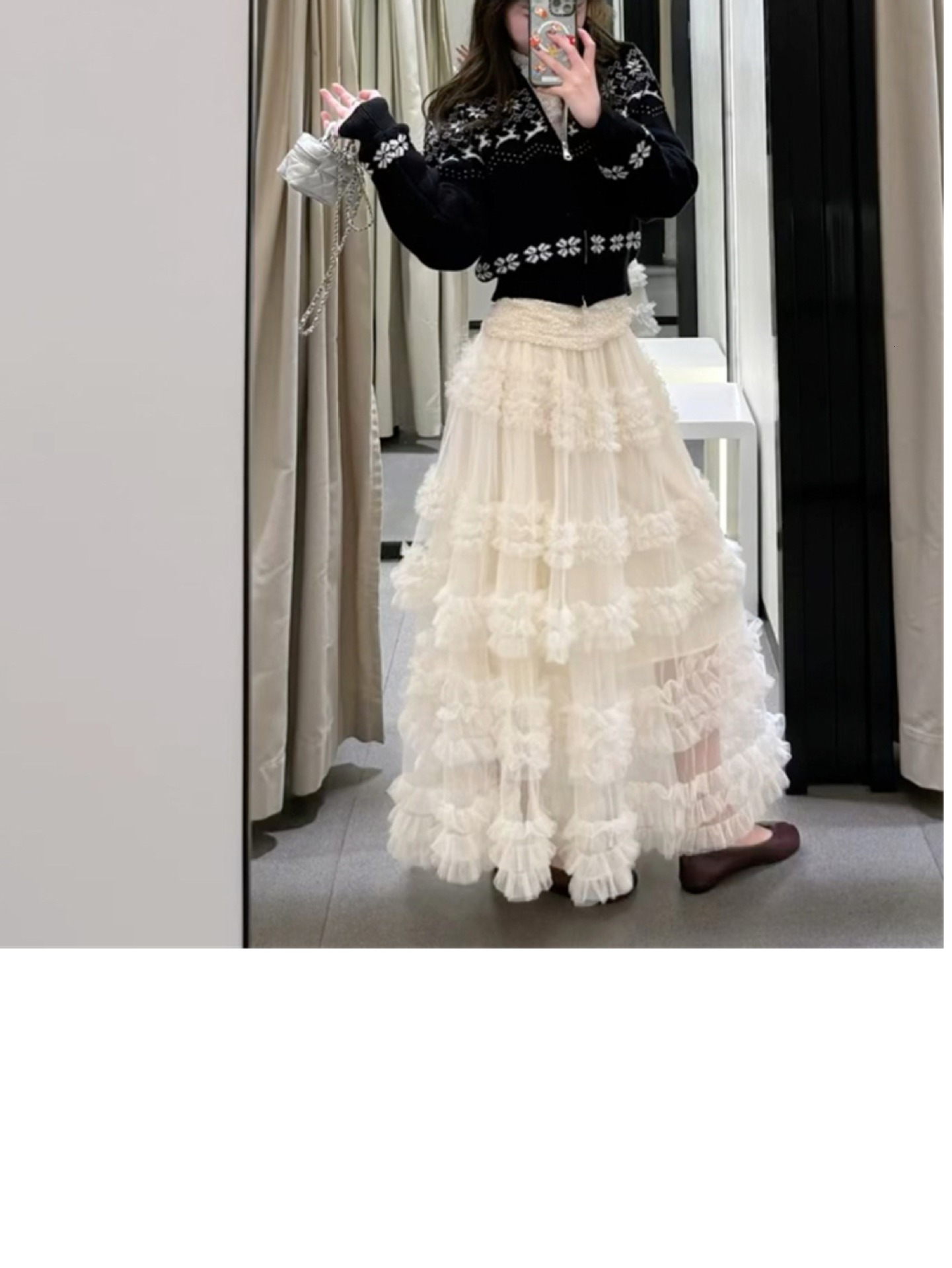 2025 New Multi-layer Heavy Craft Cake Skirt Puffy High Waist Versatile Solid Color A-line Flared Long