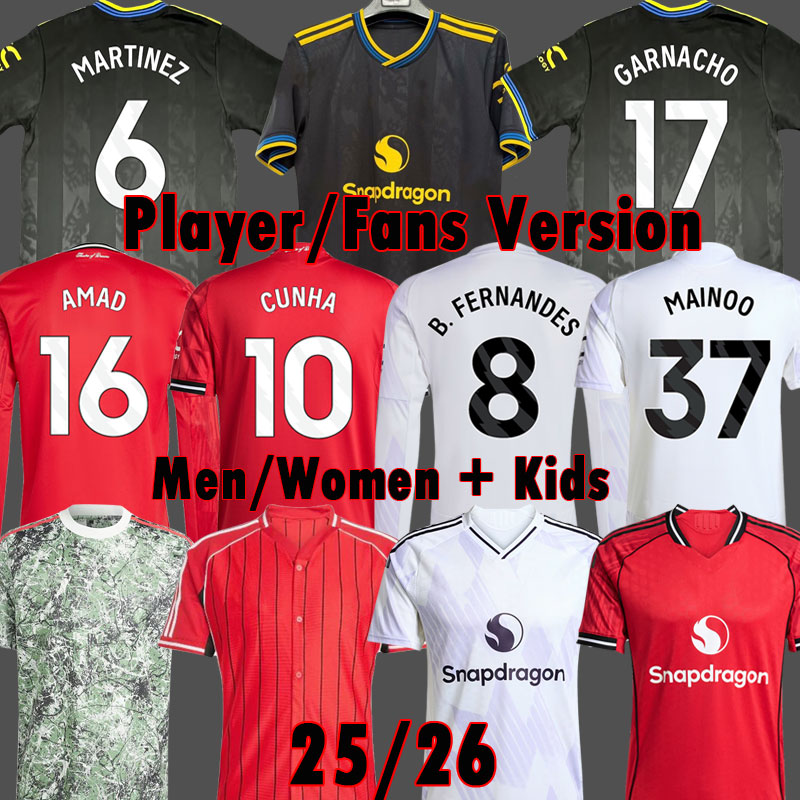CUNHA 25 26 MAINOO soccer jerseyS Stone Roses Collection GARNACHO CASEMIRO 2025 2026 B. FERNANDES Kids MAN football shirts kit MUTDES Pack Shirt set Uniforms 3XL 4XL