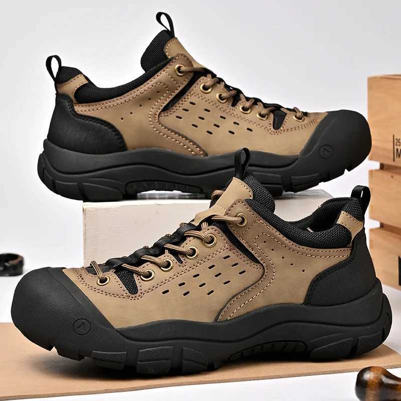 Mens Hiking Shoes Outdoor Anti-Slip Luxury Mens Leisure Climbing Shoes Genuine Leather Thick Bottom Fashion Jogging Mens Shoes W250716
