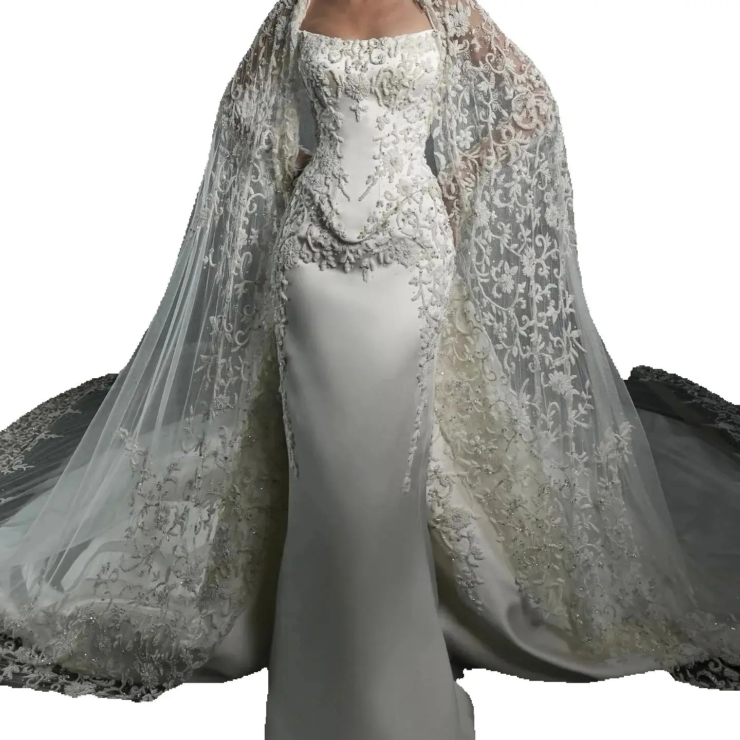 Vintage Lace Sheath Wedding Dress Elegant Strapless Appliques Bridal Dress With Detachable Train Customized vestidos de novia
