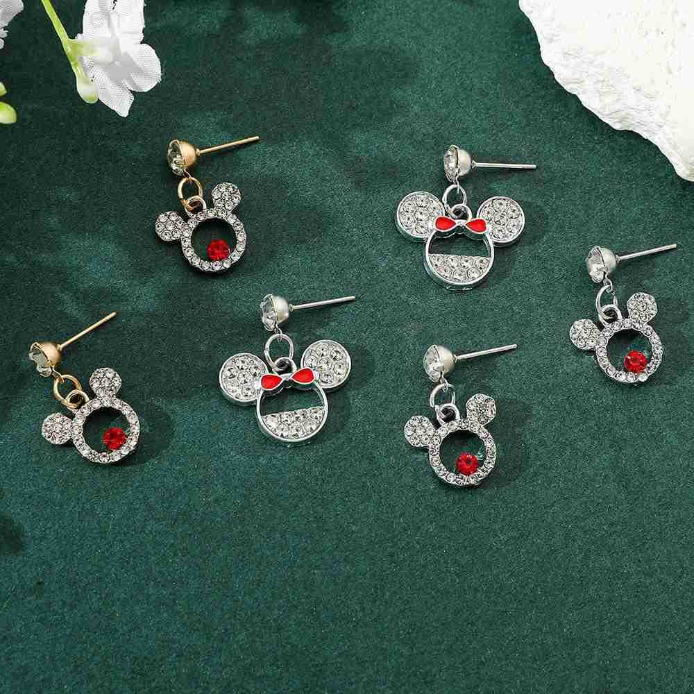Disney 1 Pair Disney Mickey Mouse Luxury With Zircon Ear Studs Earrings for Women Ear Accessories Gifts W20250716