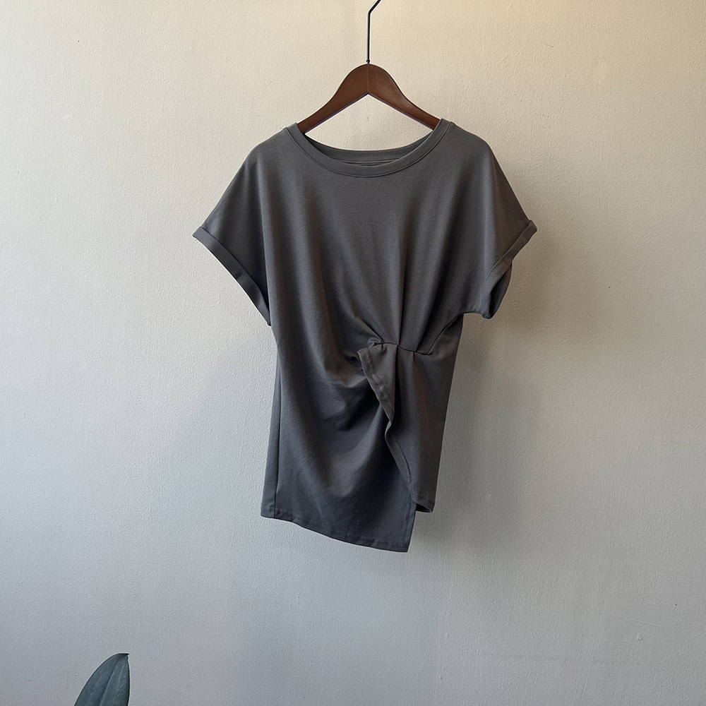 Summer New Women S T Shirt Yanshuang Irregular Round Neck Short Sleeve T Shirt For Women Summer New Design Sense Ruched Waist Top New Designer T Shirt