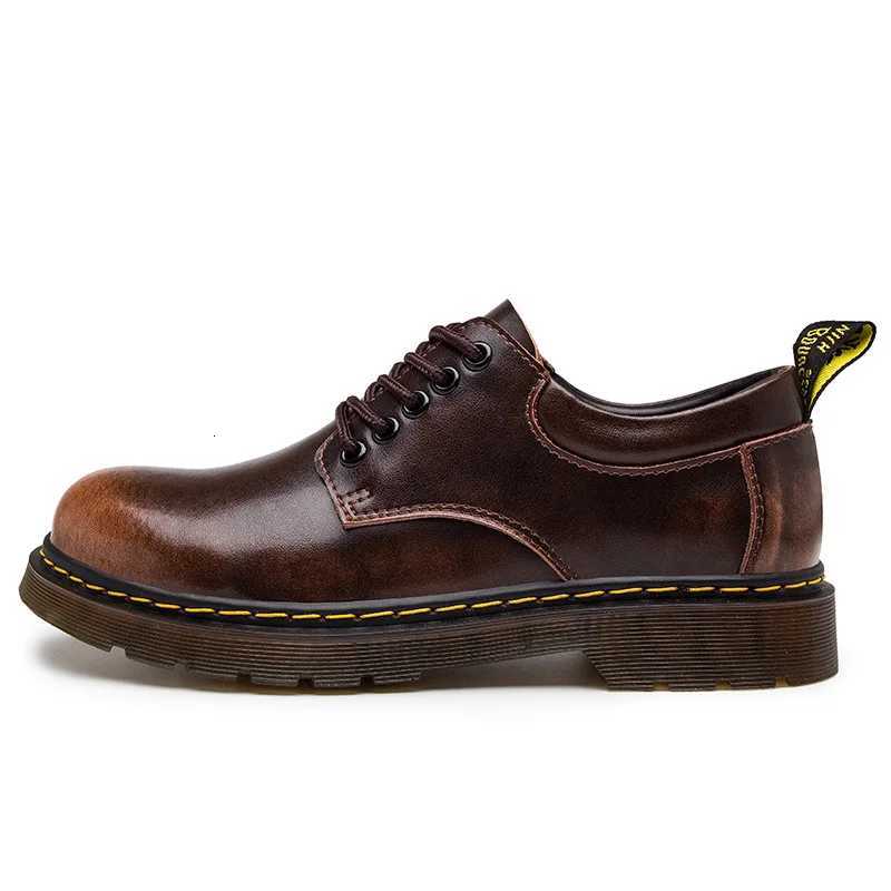 Mens Work Boots Genuine Leather Casual Shoes - Wide Toe Slip-Resistant Derby Large Sizes 38-48 W250716