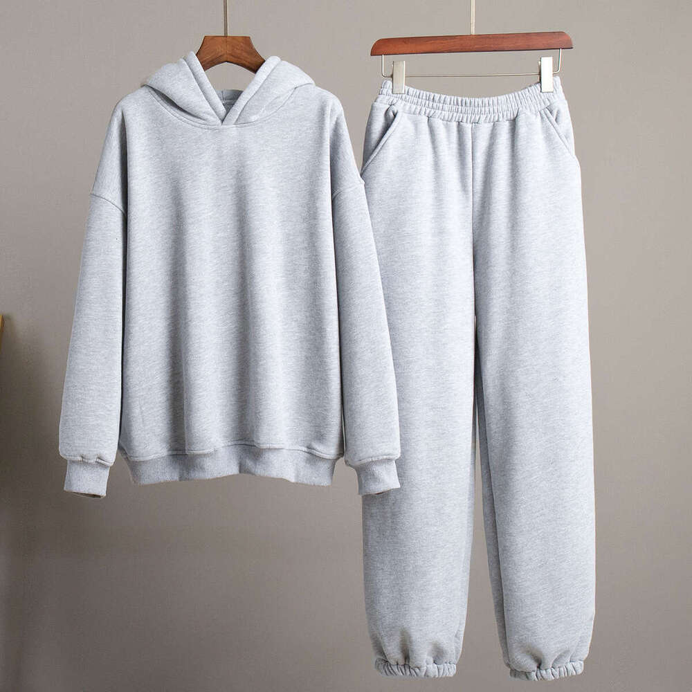 Autumn Winter New Women's Casual Comfortable Sports Style Hoodie And Jogger Pants Sweatshirt Set B5