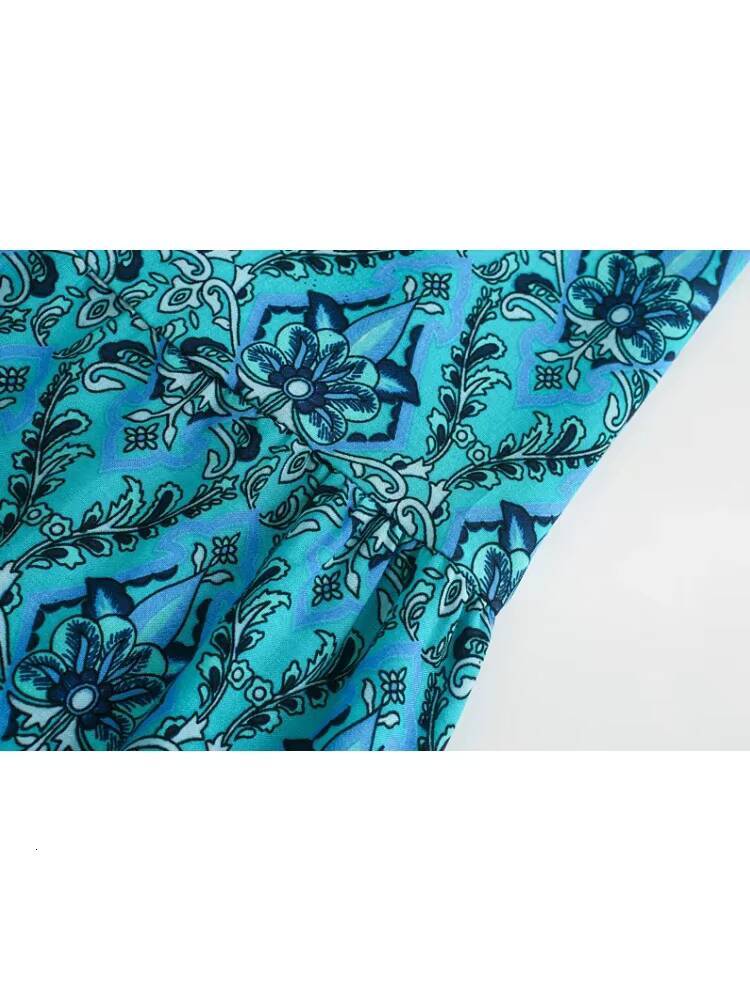 Summer Vintage Floral Print Wrap Long Boho Dresses Women 2025 Fashion V Neck Bow Tie Sashes Rayon Beach Maxi Dress Vestidos dongdumaoyi