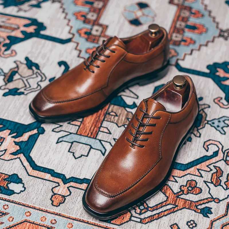 Britain Gentleman Fashion New Men Round Toe Black Brown Lace Up Casual Shoes Male Formal Wedding Dress Footwear Mens Shoes Y250715
