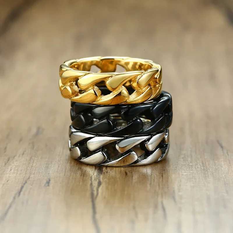 Delicate Creative Punk Vintage Rings for Men Cuban Link Chain Male Boy Finger Ring Accessory Decoration Party Gifts Wholesale S250716