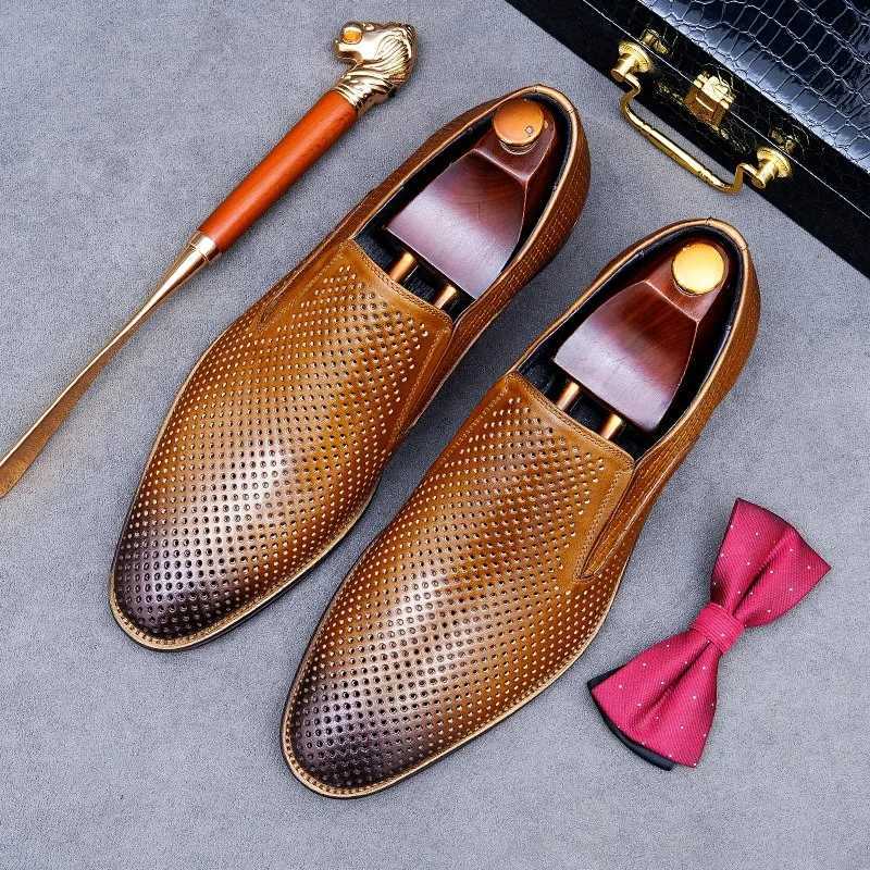 Mens Summer Business Casual Hollow Out Leather Shoes Soft Leather Cowhide Comfortable Sandals for Smart Casual Wear W250716
