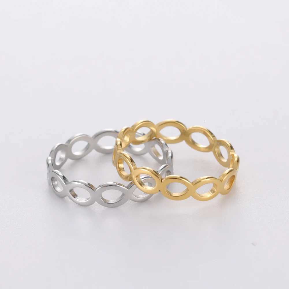 Skyrim Gold Color Hollow Infinity Rings for Women Stainless Steel Engagement Minimalist Geometric Rings Couple Jewelry Wholesale S250716