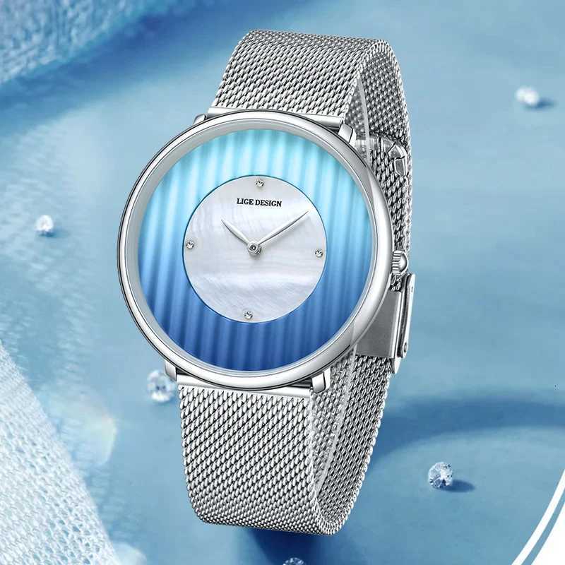 LIGE Fashion Quartz Women Luxury Ladies Dr Wrist Mesh Belt Waterproof Fem es Girls Clocks Relogio Fnino Y250715