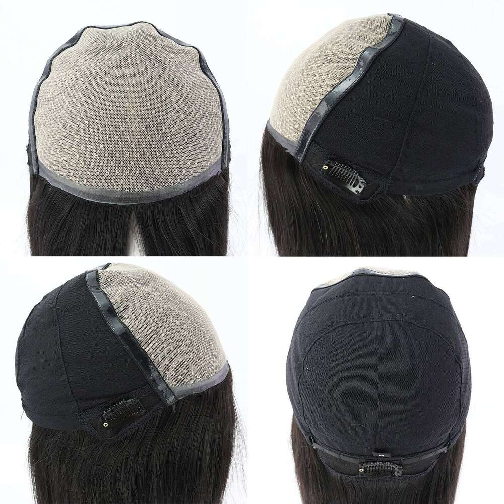 20inch Base Full Lace for Women Real Virgin European Human Hair Wig PU front Silk Top with Elastic Net Wear to go Fiber hair